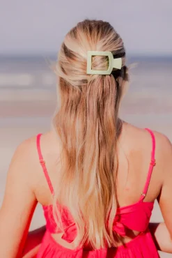 Small Teleties Flat Square Clip - Aloe, There!