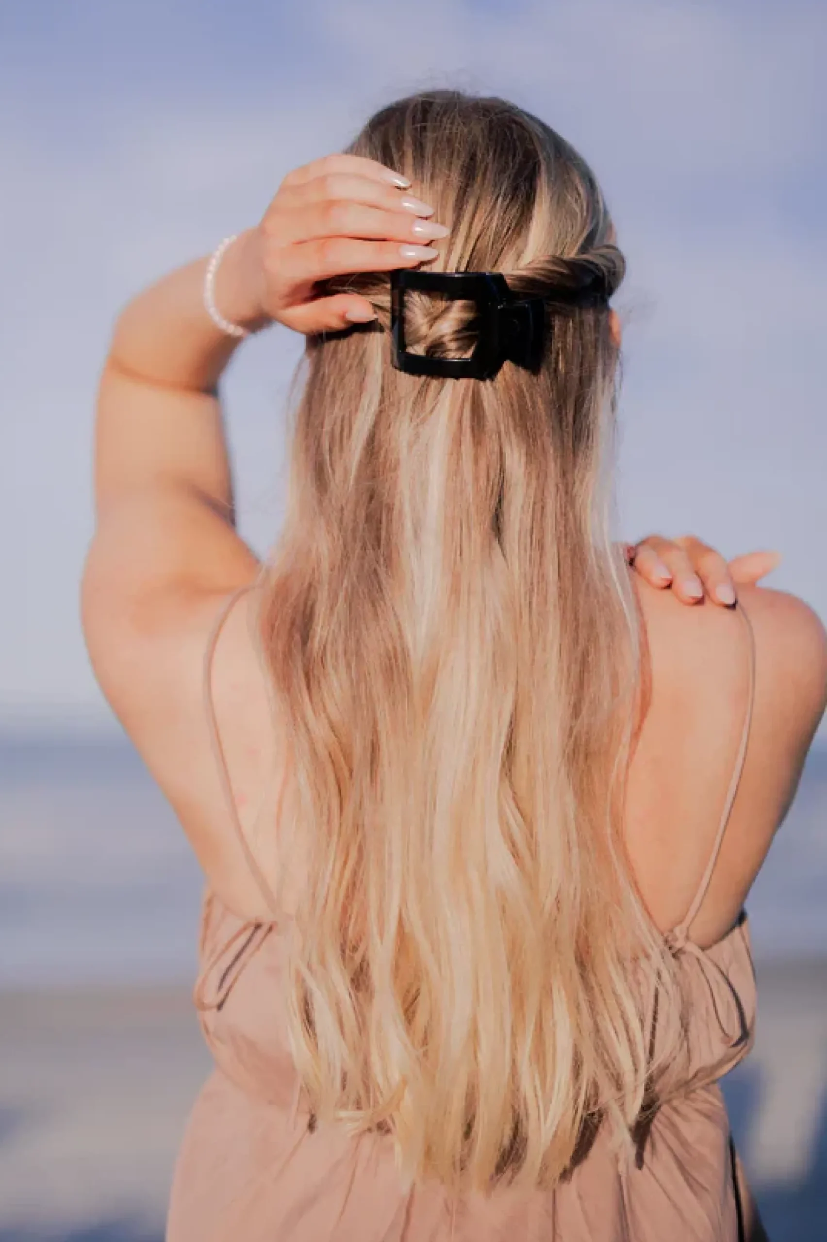 Small Teleties Flat Square Clip - Jet Black