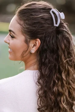 Small Teleties Open Claw Clip - Silver Flames