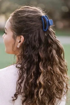 Small Teleties Open Claw Clip - Midnight Rain Navy