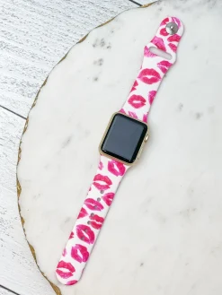 Smooches Printed Silicone Watch Band - S/M White