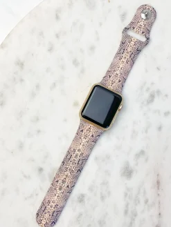 Snakeskin Print Silicone Watch Band - S/M Gray Multi