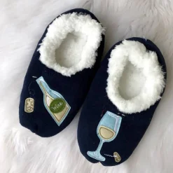 Snoozies! Slippers - Bottle of White (Navy)
