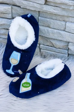 Snoozies! Slippers - Bottle of White (Navy)