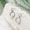 Snowflake Charm Braided Hoop Earrings