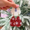 Snowflakes Printed Teardrop Dangle Earrings - Red Buffalo Check