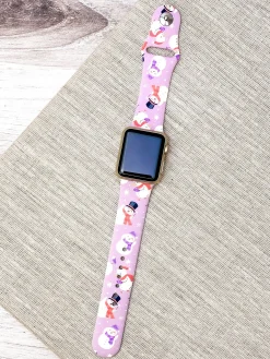 Snowman Printed Silicone Watch Band - Purple