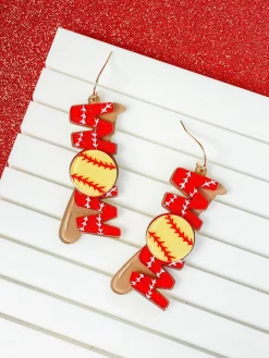 Softball 'Mom' Dangle Earrings