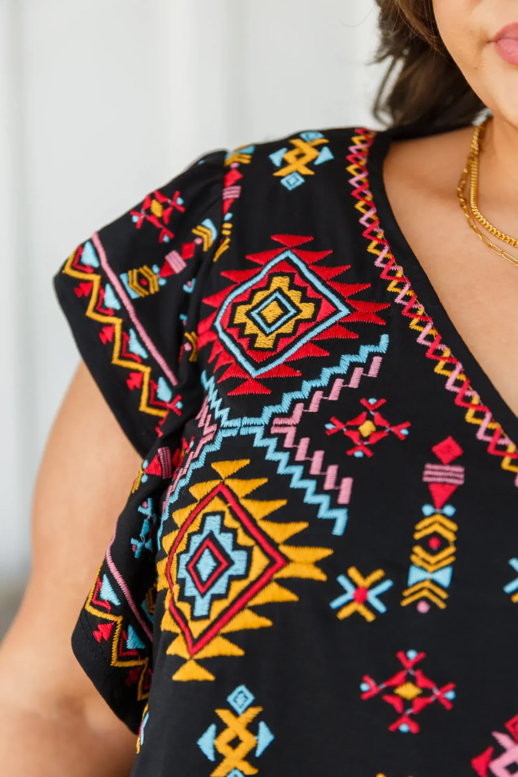 Sophia Embroidered Blouse in Black (Ships in 1-2 Weeks)