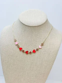 Sparkling Enamel Heart Statement Necklace