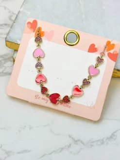 Sparkling Enamel Heart Statement Necklace