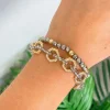 Spiral Circle Link Beaded Stretch Bracelet
