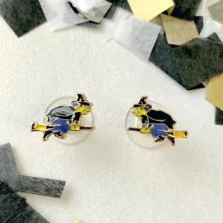 Spooky Flying Witch Signature Enamel Studs