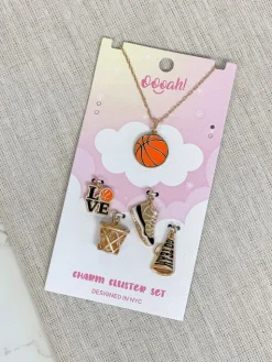Sports Charm Necklace Cluster Set - Basketball
