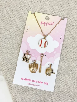 Sports Charm Necklace Cluster Set - Baseball