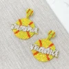 Sports Mama Glitter Dangle Earrings - Softball