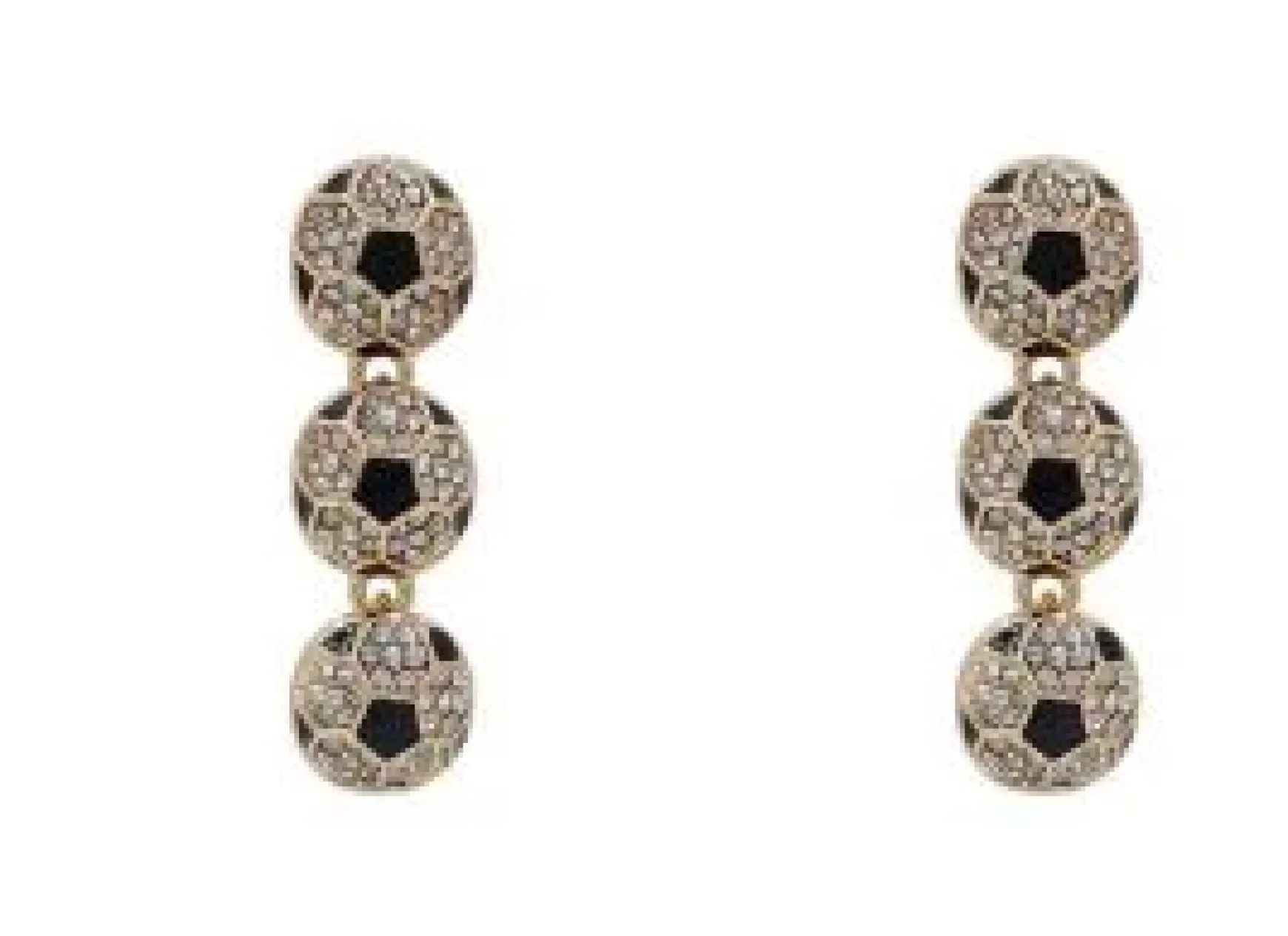 Sporty Rhinestone Trio Dangle Earrings - Soccer