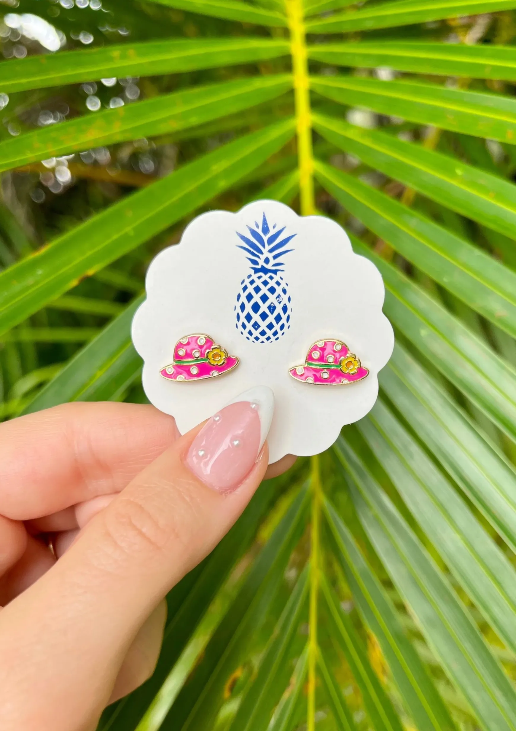 Spotted Sun Hat Signature Enamel Studs by Prep Obsessed