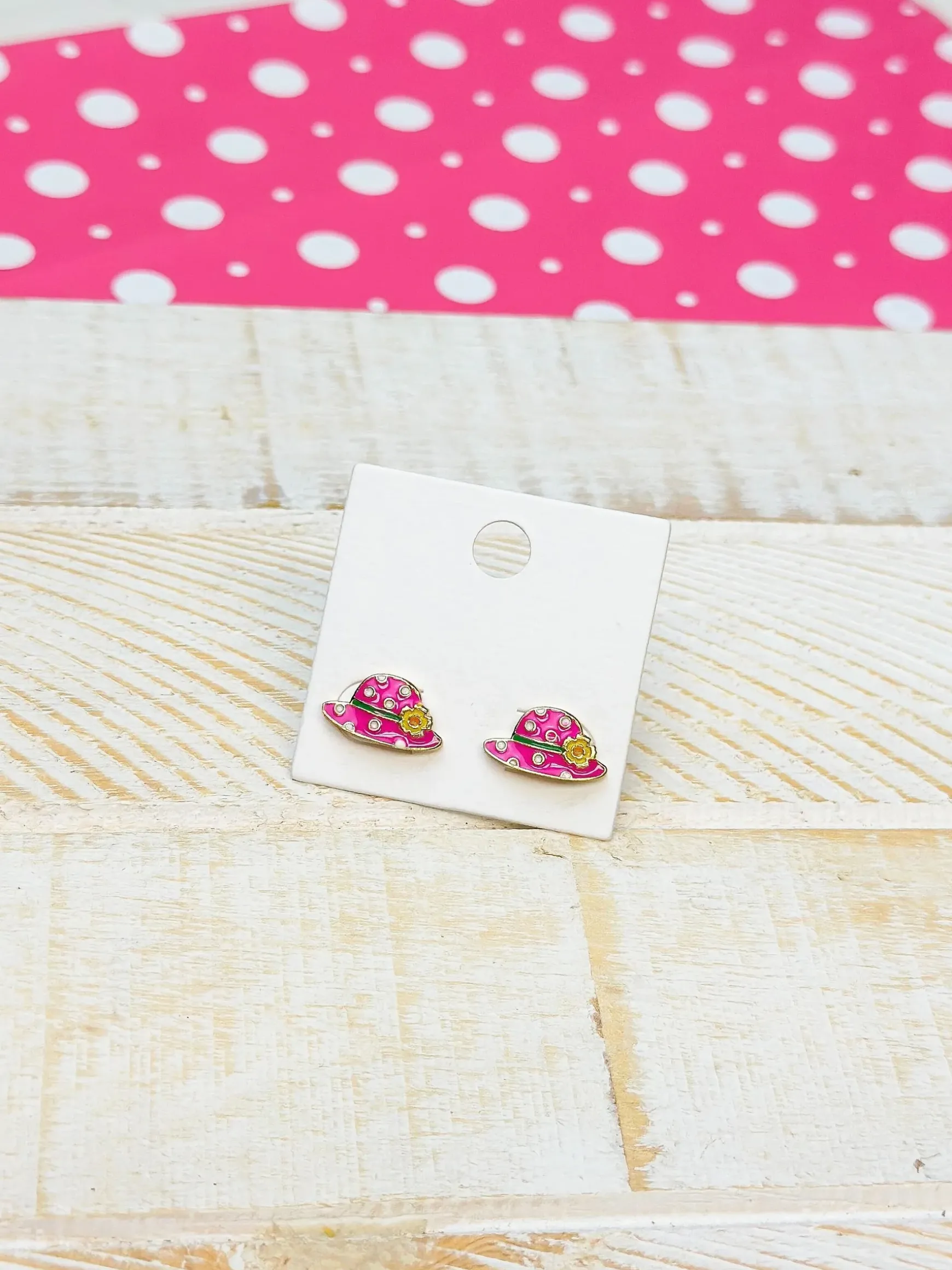 Spotted Sun Hat Signature Enamel Studs by Prep Obsessed