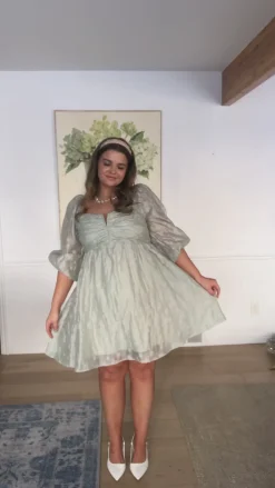 Spotting Fairies Puff Sleeve Dress in Sage