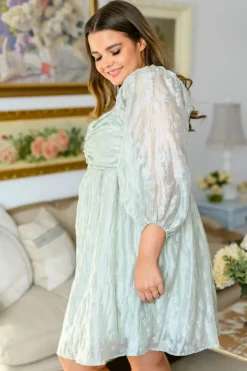 Spotting Fairies Puff Sleeve Dress in Sage