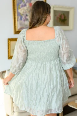 Spotting Fairies Puff Sleeve Dress in Sage