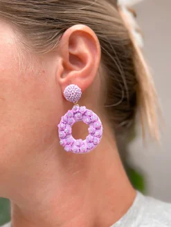 Spring Flower Dangle Earrings - Lavender