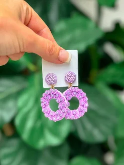 Spring Flower Dangle Earrings - Lavender