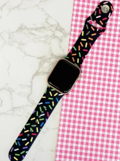 Sprinkles Printed Silicone Smart Watch Band - Black