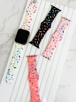 Sprinkles Printed Silicone Smart Watch Band - Black