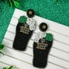 St. Paddy’s Beer Beaded Dangle Earrings