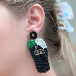 St. Paddy’s Beer Beaded Dangle Earrings