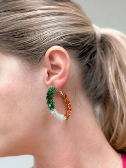 St. Patrick's Day Tinsel Hoop Earrings