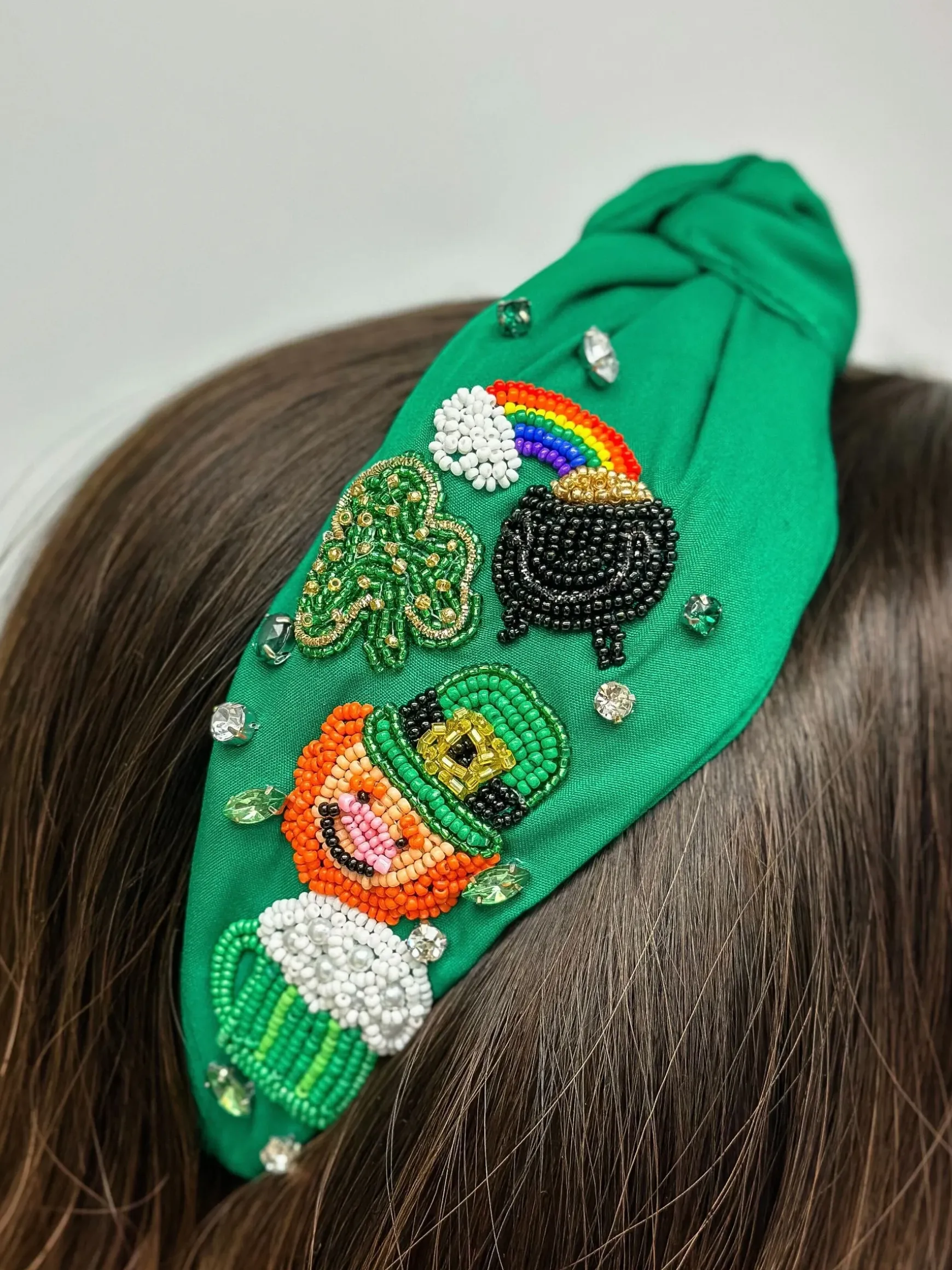 St. Patrick's Scene Beaded Embellished Headband - Green