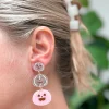 Stacked Pumpkin Dangle Earrings - Pink