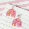 Star Confetti Rainbow Dangle Earrings - Pink