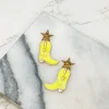 Star Cowboy Boot Enamel Dangle Earrings - Yellow