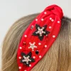Star Embellished Headband - Red & Black