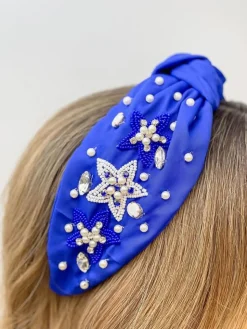 Star Embellished Headband - Blue & White