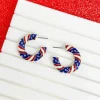 Stars & Stripes Enamel Hoop Earrings
