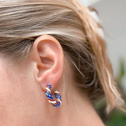 Stars & Stripes Enamel Hoop Earrings