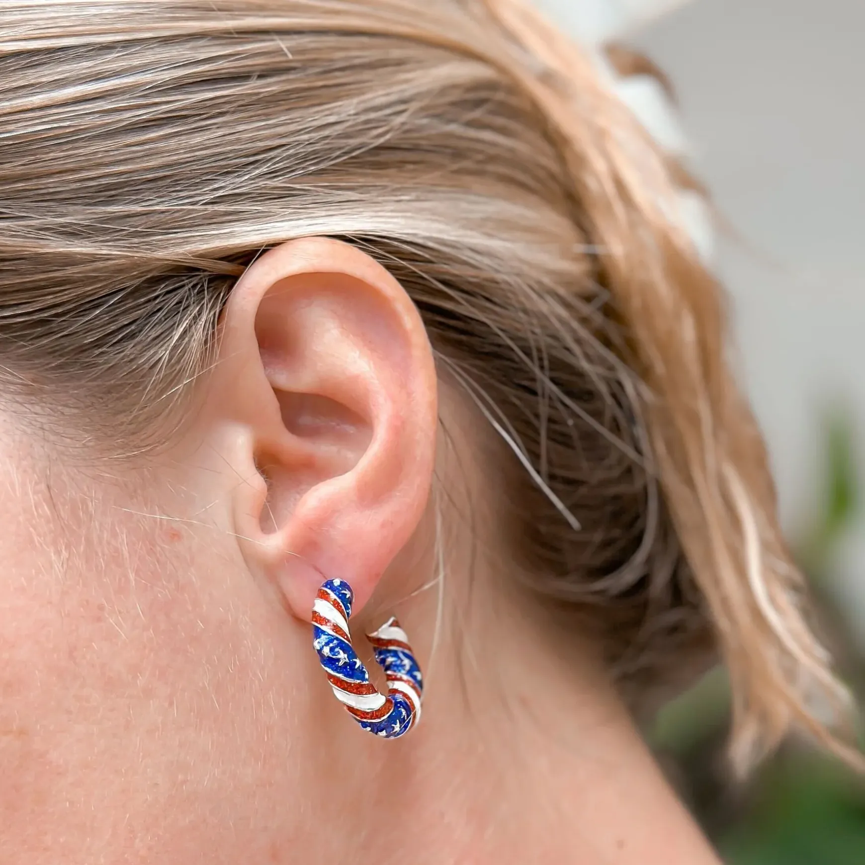 Stars & Stripes Enamel Hoop Earrings