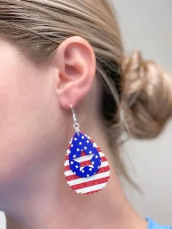 Stars & Stripes Layered Oval Dangle Earrings