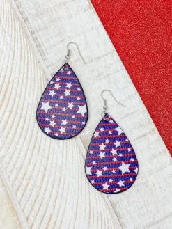 Stars & Stripes Oval Dangle Earrings