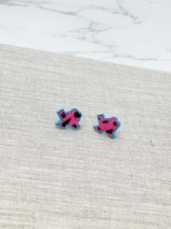 State of Texas Hot Pink Leopard Stud Earrings