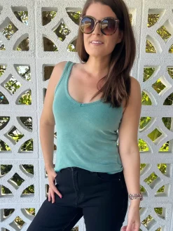 Stay Easy Tank In Aqua