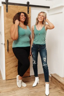 Stay Easy Tank In Aqua