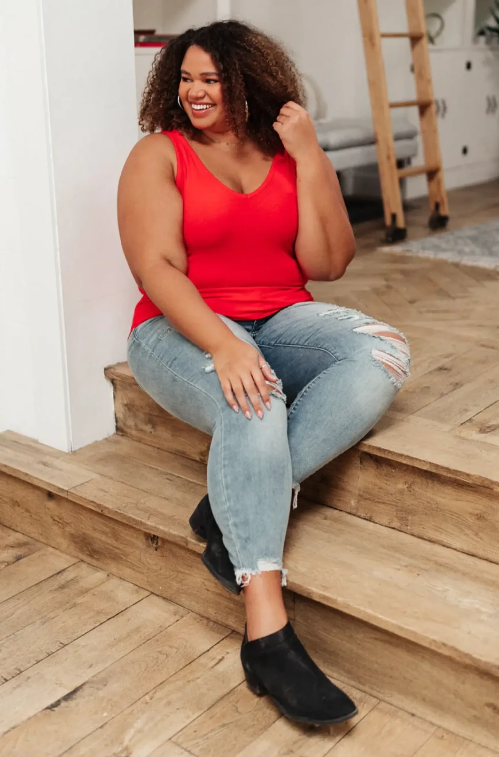 Stay Easy Tank In Cherry