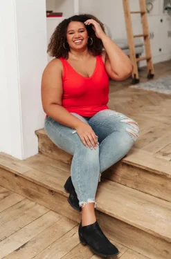 Stay Easy Tank In Cherry