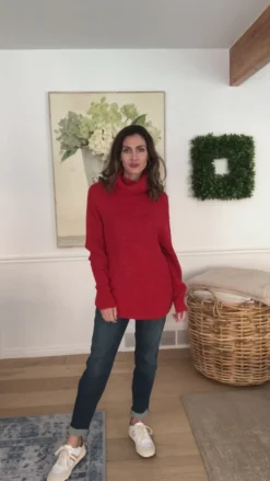 Steady Pace Roll Neck Sweater In Red